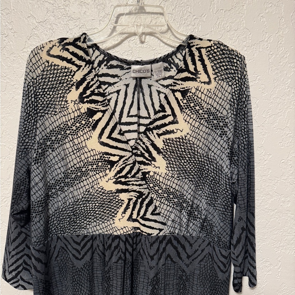 Chico's Black and Cream Geometric Women's Dress